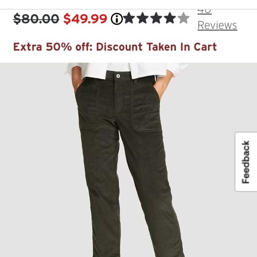 Eddie Bauer Corduroy pants. Two pair. Forest Green (washed twice) and Bronze NWT